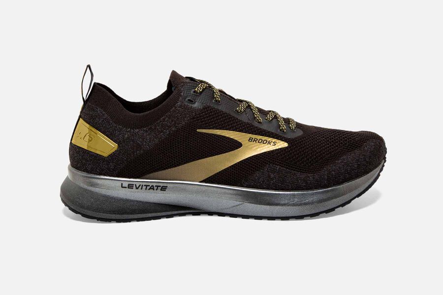 Brooks Men's Levitate 4 Road Running Shoes Black/Gold ( HNRMI9463 )